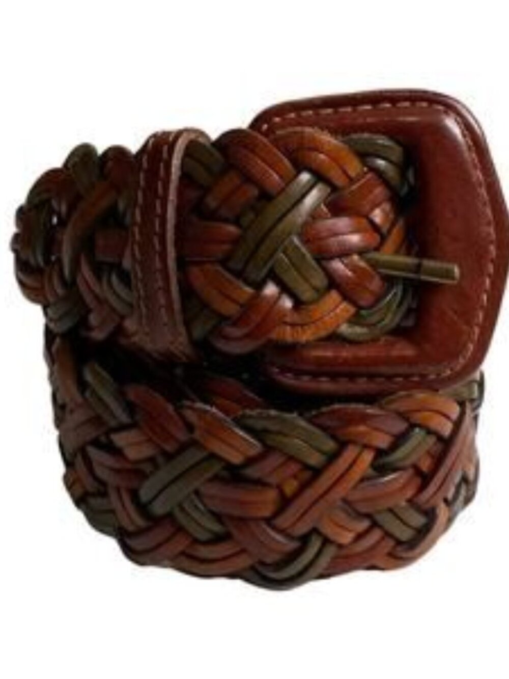 Nordstrom Leather Woven Leather Belt Olive Brown Women’s Medium Made in Turkey